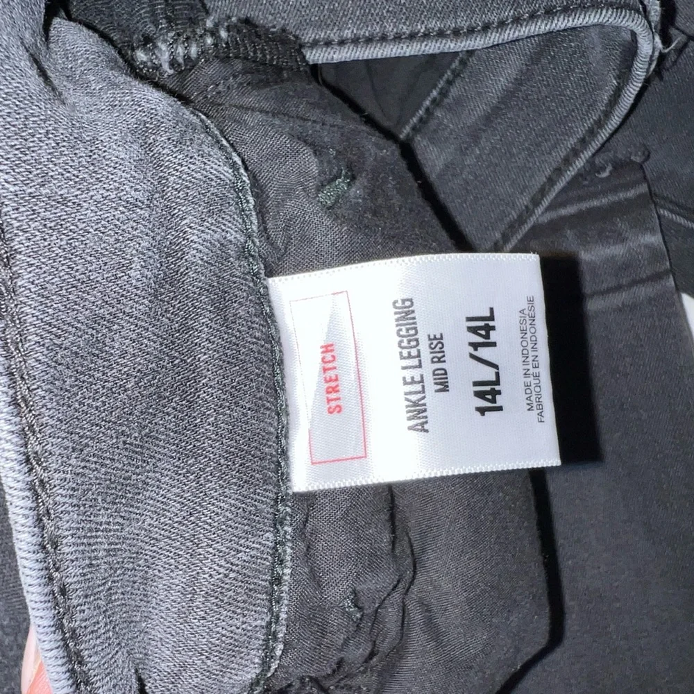 Express Mid Rise Black Striped Distressed Stretch Jean Ankle Leggings - Picture 3 of 4